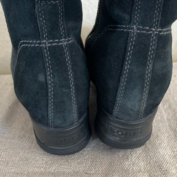Sorel Leather Evie Black Leather Waterproof Outdoor Side-zip Boots Sz 8.5 - Picture 5 of 10